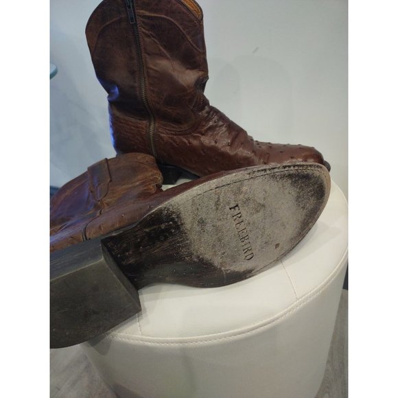 Free Bird Western Mens Freebird Genuine Ostrich brown Boots 13 EUC DESPERADO - Picture 10 of 13